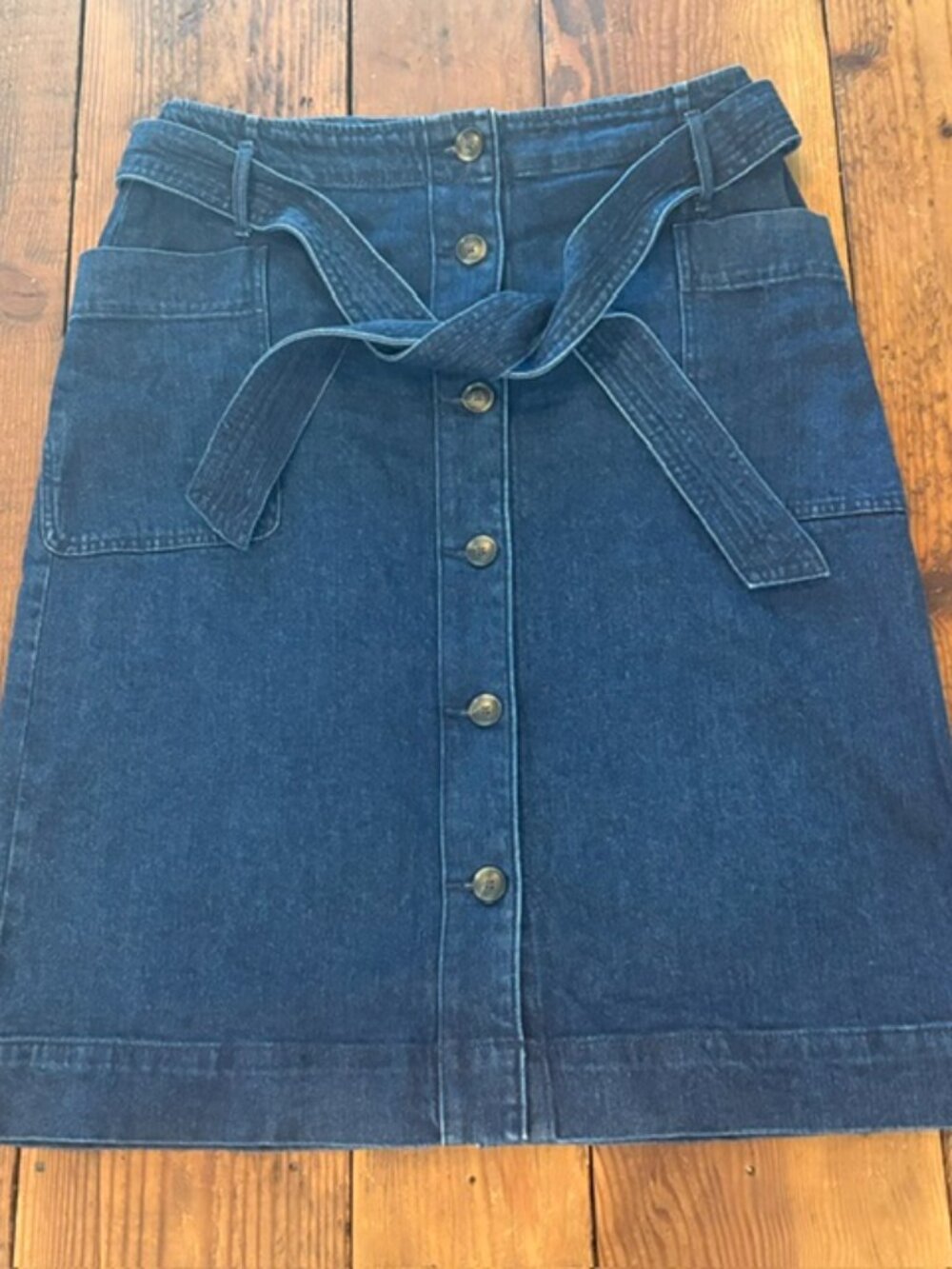 LOFT Blue Jean Skirt with Tie Front ~ Size 10